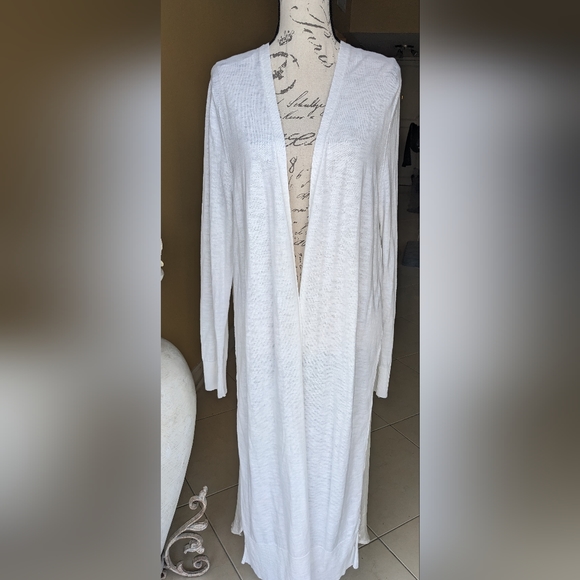 DKNY White Open Cardigan Duster Size Large - Picture 1 of 10